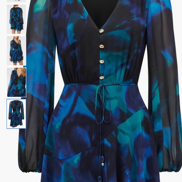 Ever New Tamara Abstract Print Long Sleeve Asymmetric Minidress, size 6 - Picture 4 of 14